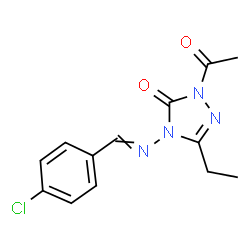 ChemSpider 2D Image | 2-Acetyl-4-[(4-chlorobenzylidene)amino]-5-ethyl-2,4-dihydro-3H-1,2,4-triazol-3-one | C13H13ClN4O2