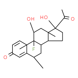 ChemSpider 2D Image | 9-Fluoro-11,17-dihydroxy-6-methylpregna-1,4-diene-3,20-dione | C22H29FO4