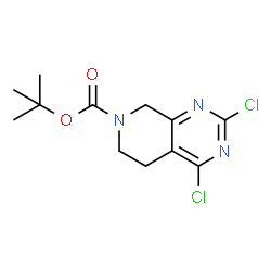 ChemSpider 2D Image | tert-butyl 2,4-dichloro-5H,6H,7H,8H-pyrido[3,4-d]pyrimidine-7-carboxylate | C12H15Cl2N3O2