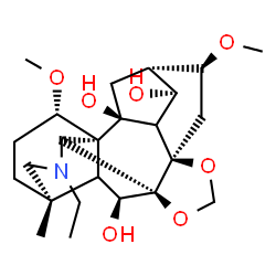ChemSpider 2D Image | (1R,2S,4S,5S,6S,8R,19S,21S)-14-Ethyl-6,19-dimethoxy-16-methyl-9,11-dioxa-14-azaheptacyclo[10.7.2.1~2,5~.0~1,13~.0~3,8~.0~8,12~.0~16,20~]docosane-2,4,21-triol | C24H37NO7