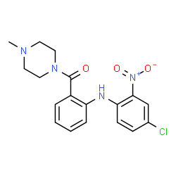 ChemSpider 2D Image | 1-[2-[(4-Chloro-2-nitrophenyl)amino]benzoyl]-4-methyl-piperazine | C18H19ClN4O3