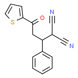 ChemSpider 2D Image | [3-Oxo-1-phenyl-3-(2-thienyl)propyl]malononitrile | C16H12N2OS