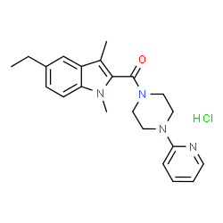 ChemSpider 2D Image | (5-Ethyl-1,3-dimethyl-1H-indol-2-yl)[4-(2-pyridinyl)-1-piperazinyl]methanone hydrochloride (1:1) | C22H27ClN4O