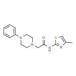ChemSpider 2D Image | N-(4-Methyl-1,3-thiazol-2-yl)-2-(4-phenyl-1-piperazinyl)acetamide | C16H20N4OS