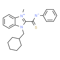 ChemSpider 2D Image | {[1-(Cyclohexylmethyl)-3-methyl-1H-benzimidazol-3-ium-2-yl]carbonothioyl}(phenyl)azanide | C22H25N3S