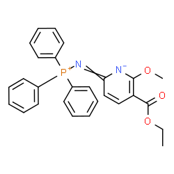 ChemSpider 2D Image | 5-(Ethoxycarbonyl)-6-methoxy-2-[(triphenylphosphonio)imino]-2H-pyridin-1-ide | C27H25N2O3P