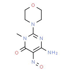 ChemSpider 2D Image | 6-Amino-3-methyl-2-(4-morpholinyl)-5-nitroso-4(3H)-pyrimidinone | C9H13N5O3