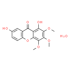 ChemSpider 2D Image | 1,7-Dihydroxy-2,3,4-trimethoxy-9H-xanthen-9-one hydrate (1:1) | C16H16O8