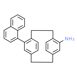ChemSpider 2D Image | 12-(1-Naphthyl)tricyclo[8.2.2.2~4,7~]hexadeca-1(12),4,6,10,13,15-hexaen-5-amine | C26H23N