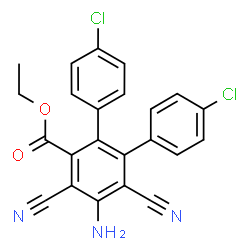 ChemSpider 2D Image | Ethyl 5'-amino-4,4''-dichloro-4',6'-dicyano-1,1':2',1''-terphenyl-3'-carboxylate | C23H15Cl2N3O2