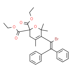ChemSpider 2D Image | Diethyl 5-(1-bromo-2,2-diphenylvinyl)-4,6,6-trimethyl-3,6-dihydro-2H-pyran-2,2-dicarboxylate | C28H31BrO5