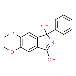 ChemSpider 2D Image | 8-Hydroxy-8-phenyl-2,3,7,8-tetrahydro-6H-[1,4]dioxino[2,3-f]isoindol-6-one | C16H13NO4