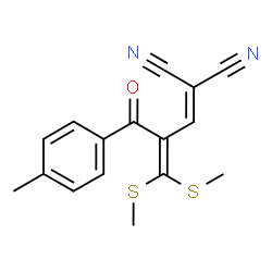 ChemSpider 2D Image | [2-(4-Methylbenzoyl)-3,3-bis(methylsulfanyl)-2-propen-1-ylidene]malononitrile | C16H14N2OS2