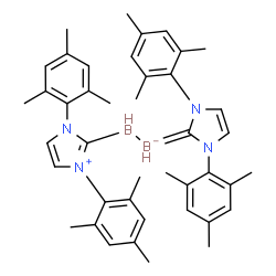 ChemSpider 2D Image | (1,3-Dimesityl-1,3-dihydro-2H-imidazol-2-ylidene)[(1,3-dimesityl-1H-imidazol-3-ium-2-yl)boryl]hydridoborate(1-) | C42H50B2N4