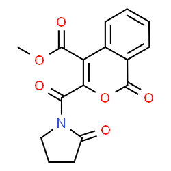 ChemSpider 2D Image | Methyl 1-oxo-3-[(2-oxo-1-pyrrolidinyl)carbonyl]-1H-isochromene-4-carboxylate | C16H13NO6
