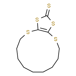 ChemSpider 2D Image | 6,7,8,9,10,11,12,13-Octahydro-5H-[1,3]dithiolo[4,5-b][1,4]dithiacyclotridecine-2-thione | C12H18S5