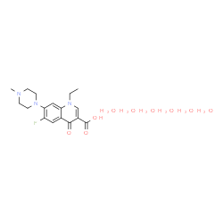 ChemSpider 2D Image | 1-Ethyl-6-fluoro-7-(4-methyl-1-piperazinyl)-4-oxo-1,4-dihydro-3-quinolinecarboxylic acid hexahydrate | C17H32FN3O9