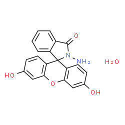 ChemSpider 2D Image | 2-Amino-3',6'-dihydroxyspiro[isoindole-1,9'-xanthen]-3(2H)-one hydrate (1:1) | C20H16N2O5