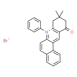 ChemSpider 2D Image | 9,9-Dimethyl-11-oxo-7-phenyl-8,9,10,11-tetrahydrobenzo[a]acridinium bromide | C25H22BrNO