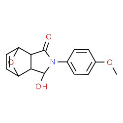 ChemSpider 2D Image | 5-hydroxy-4-(4-methoxyphenyl)-10-oxa-4-azatricyclo(5.2.1.0(2,6))dec-8-en-3-one | C15H15NO4