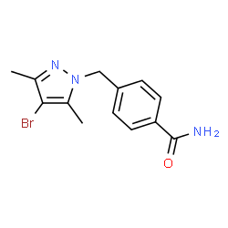 ChemSpider 2D Image | 4-[(4-Bromo-3,5-dimethyl-1H-pyrazol-1-yl)methyl]benzamide | C13H14BrN3O