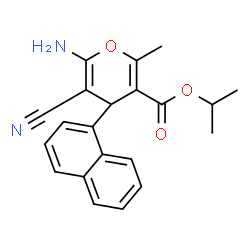 ChemSpider 2D Image | Isopropyl 6-amino-5-cyano-2-methyl-4-(1-naphthyl)-4H-pyran-3-carboxylate | C21H20N2O3
