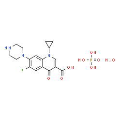 ChemSpider 2D Image | 1-Cyclopropyl-6-fluoro-4-oxo-7-(1-piperazinyl)-1,4-dihydro-3-quinolinecarboxylic acid phosphate hydrate (1:1:1) | C17H23FN3O8P