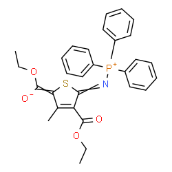 ChemSpider 2D Image | Ethoxy[4-(ethoxycarbonyl)-3-methyl-5-[(triphenylphosphonio)imino]-2(5H)-thiophenylidene]methanolate | C29H28NO4PS