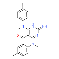 ChemSpider 2D Image | 2-Amino-4,6-bis[methyl(4-methylphenyl)amino]-5-pyrimidinecarbaldehyde | C21H23N5O