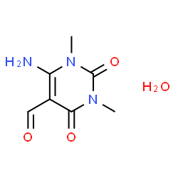 ChemSpider 2D Image | 6-Amino-1,3-dimethyl-2,4-dioxo-1,2,3,4-tetrahydro-5-pyrimidinecarbaldehyde hydrate (1:1) | C7H11N3O4