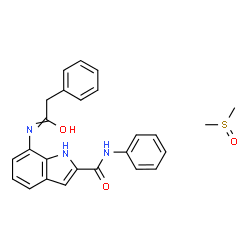 ChemSpider 2D Image | N-Phenyl-7-[(phenylacetyl)amino]-1H-indole-2-carboxamide - (methylsulfinyl)methane (1:1) | C25H25N3O3S