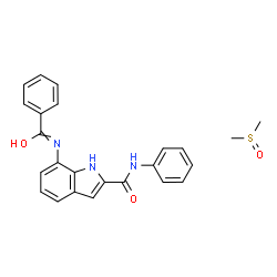 ChemSpider 2D Image | 7-(Benzoylamino)-N-phenyl-1H-indole-2-carboxamide - (methylsulfinyl)methane (1:1) | C24H23N3O3S