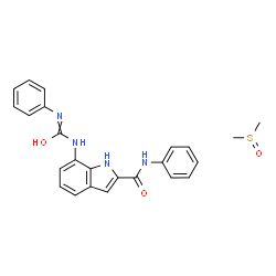 ChemSpider 2D Image | N-Phenyl-7-[(phenylcarbamoyl)amino]-1H-indole-2-carboxamide - (methylsulfinyl)methane (1:1) | C24H24N4O3S