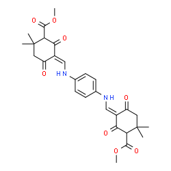 ChemSpider 2D Image | Dimethyl (3E,3'E)-3,3'-{1,4-phenylenebis[imino(E)methylylidene]}bis(6,6-dimethyl-2,4-dioxocyclohexanecarboxylate) | C28H32N2O8
