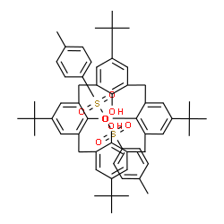 ChemSpider 2D Image | 26,28-Dihydroxy-5,11,17,23-tetrakis(2-methyl-2-propanyl)pentacyclo[19.3.1.1~3,7~.1~9,13~.1~15,19~]octacosa-1(25),3(28),4,6,9(27),10,12,15(26),16,18,21,23-dodecaene-25,27-diyl bis(4-methylbenzenesulfon
ate) | C58H68O8S2