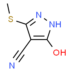 ChemSpider 2D Image | 5-Hydroxy-3-(methylsulfanyl)-1H-pyrazole-4-carbonitrile | C5H5N3OS