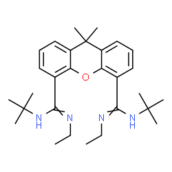 ChemSpider 2D Image | N'~4~,N'~5~-Diethyl-9,9-dimethyl-N~4~,N~5~-bis(2-methyl-2-propanyl)-9H-xanthene-4,5-dicarboximidamide | C29H42N4O