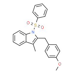 ChemSpider 2D Image | 2-(4-Methoxybenzyl)-3-methyl-1-(phenylsulfonyl)-1H-indole | C23H21NO3S
