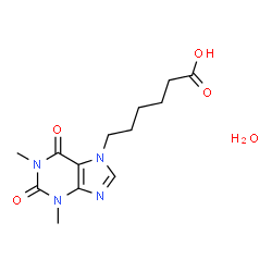 ChemSpider 2D Image | 6-(1,3-Dimethyl-2,6-dioxo-1,2,3,6-tetrahydro-7H-purin-7-yl)hexanoic acid hydrate (1:1) | C13H20N4O5