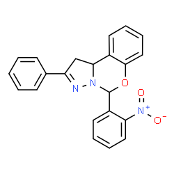 ChemSpider 2D Image | 5-(2-Nitrophenyl)-2-phenyl-1,10b-dihydropyrazolo[1,5-c][1,3]benzoxazine | C22H17N3O3