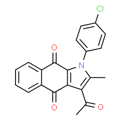 ChemSpider 2D Image | 3-Acetyl-1-(4-chlorophenyl)-2-methyl-1H-benzo[f]indole-4,9-dione | C21H14ClNO3