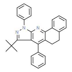 ChemSpider 2D Image | 8-(2-Methyl-2-propanyl)-7,10-diphenyl-6,10-dihydro-5H-benzo[h]pyrazolo[3,4-b]quinoline | C30H27N3