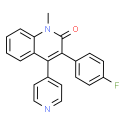 ChemSpider 2D Image | 3-(4-Fluorophenyl)-1-methyl-4-(4-pyridinyl)-2(1H)-quinolinone | C21H15FN2O