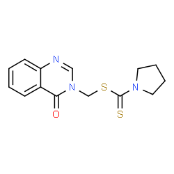 ChemSpider 2D Image | (4-Oxo-3(4H)-quinazolinyl)methyl 1-pyrrolidinecarbodithioate | C14H15N3OS2
