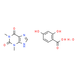 ChemSpider 2D Image | 2,4-Dihydroxybenzoic acid - 1,3-dimethyl-3,7-dihydro-1H-purine-2,6-dione hydrate (1:1:1) | C14H16N4O7