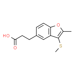 ChemSpider 2D Image | 3-[2-Methyl-3-(methylsulfanyl)-1-benzofuran-5-yl]propanoic acid | C13H14O3S