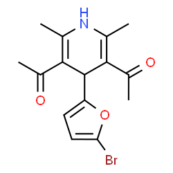 ChemSpider 2D Image | 1,1'-[4-(5-Bromo-2-furyl)-2,6-dimethyl-1,4-dihydropyridine-3,5-diyl]diethanone | C15H16BrNO3