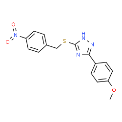 ChemSpider 2D Image | 3-(4-Methoxyphenyl)-5-[(4-nitrobenzyl)sulfanyl]-1H-1,2,4-triazole | C16H14N4O3S