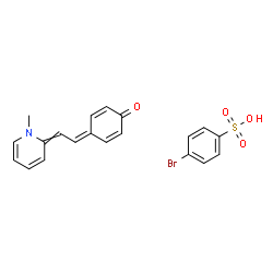 ChemSpider 2D Image | 4-Bromobenzenesulfonic acid - 4-[2-(1-methyl-2(1H)-pyridinylidene)ethylidene]-2,5-cyclohexadien-1-one (1:1) | C20H18BrNO4S