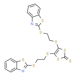 ChemSpider 2D Image | 4,5-Bis{[2-(1,3-benzothiazol-2-ylsulfanyl)ethyl]sulfanyl}-1,3-dithiole-2-thione | C21H16N2S9